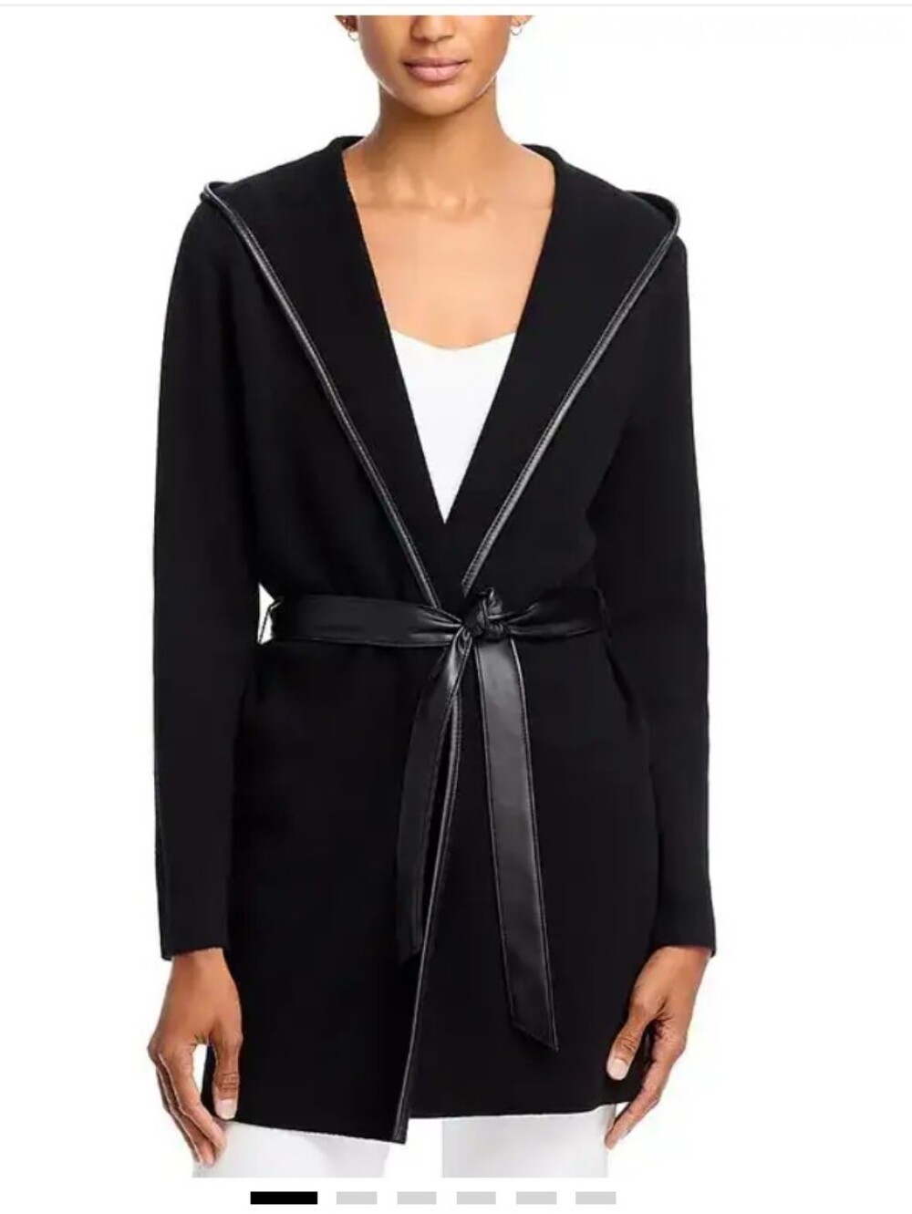 SIONI Faux Leather Edged Hooded Jacket Sz S EUC